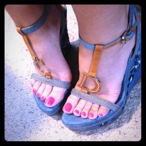 ⬇REDUCED!!⬇ Christian Dior Denim Floral wedges ⬇REDUCED!!⬇ Christian Dior Denim Floral wedges