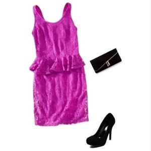 Bright hot pink/ fuchsia lace peplum dress Bright hot pink/ fuchsia lace peplum dress