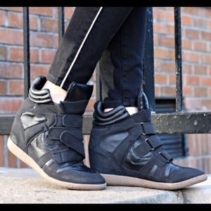 Candies Black Sneaker Wedges Candies Black Sneaker Wedges
