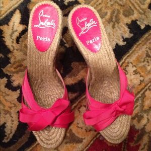 Christian Louboutin Red Ribbon Espadrille Heels 39 Christian Louboutin Red Ribbon Espadrille Heels 39