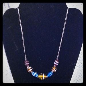 Multicolor beaded and chain necklace Multicolor beaded and chain necklace