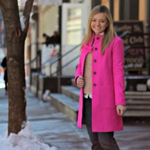 SOLD - J.Crew Pink Wool Cashmere Bow Coat SOLD - J.Crew Pink Wool Cashmere Bow Coat