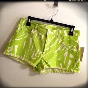Bnew Michael Kors palm print denim shorts