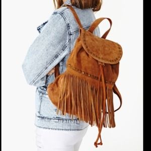 Fringe backpack - tan