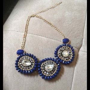 Gold Tone and Cobalt Blue Statement Necklace Gold Tone and Cobalt Blue Statement Necklace