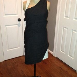 Helmut Lang Leather Detail Black/Taupe Dress Helmut Lang Leather Detail Black/Taupe Dress