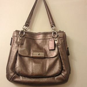 Coach Kristen metallic leather zip top zip tote Coach Kristen metallic leather zip top zip tote
