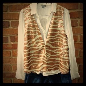 ๏ฅBrown zebra tribal sequin sparkler vest gatsby ๏ฅBrown zebra tribal sequin sparkler vest gatsby