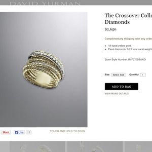 DAVID YURMAN Crossover Ring Diamonds 18k Gold DAVID YURMAN Crossover Ring Diamonds 18k Gold