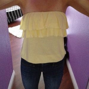 American Eagle Outfitters Tops - ~Reserved~ Yellow ruffle tube top American Eagle Outfitters Tops - ~Reserved~ Yellow ruffle tube top