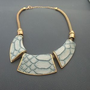 Faux snakeskin and gold statement necklace Faux snakeskin and gold statement necklace