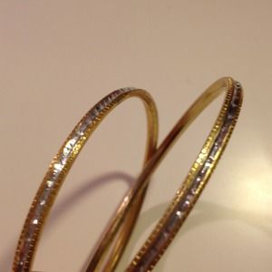 Jewelry - Two dainty gold and silver bangles Jewelry - Two dainty gold and silver bangles