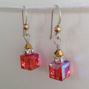 "Coral" Swarovski and Silver Earrings "Coral" Swarovski and Silver Earrings