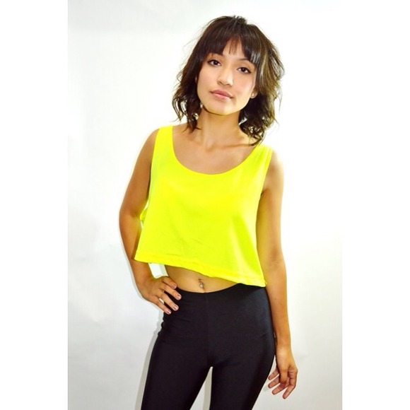 40 american apparel tops flared neon yellow crop 40 american apparel tops flared neon yellow crop