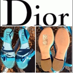 Christian Dior Turquoise Ankle Wrap Sandals Sz36 Christian Dior Turquoise Ankle Wrap Sandals Sz36