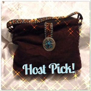 Handbags - ๐Host Pick๐ Brown & Turquoise Suede Bag Handbags - ๐Host Pick๐ Brown & Turquoise Suede Bag