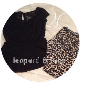 Lace peplum top & leopard legging bundle Lace peplum top & leopard legging bundle
