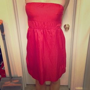 Red strapless dress. Red strapless dress.