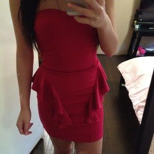 Dresses & Skirts - Hot Pink Bustier Peplum Scuba Dress Dresses & Skirts - Hot Pink Bustier Peplum Scuba Dress