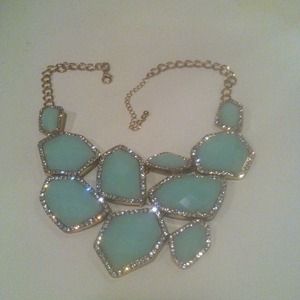 Rhinestone turquoise gold necklace Rhinestone turquoise gold necklace
