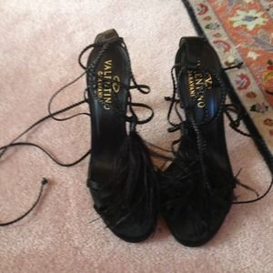 Black Valentino feather sandals Black Valentino feather sandals