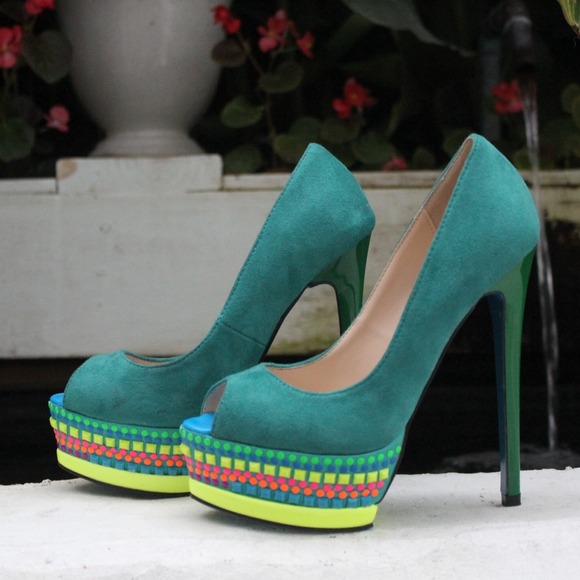 Shoe Dazzle Shoes - Multicolor Platform Pumps 2 Shoe Dazzle Shoes - Multicolor Platform Pumps 2