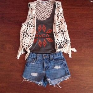 Denim - Distressed high waisted shorts Denim - Distressed high waisted shorts