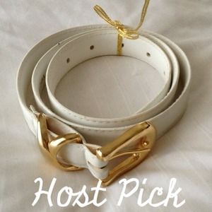 Accessories - Host Pick 10/19 - White Belt with Gold Tone Buckle Accessories - Host Pick 10/19 - White Belt with Gold Tone Buckle