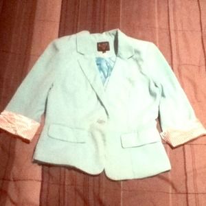 Teal blazer stripped white and black cuff Teal blazer stripped white and black cuff