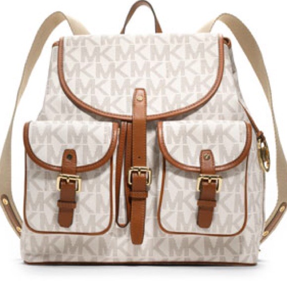 29 off Michael Kors Handbags White and brown Michael kors backpack