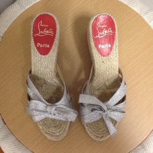 CHRISTIAN LOUBOUTIN Silver Bow Wedges CHRISTIAN LOUBOUTIN Silver Bow Wedges