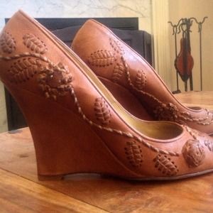 Valentino Leather Wedge Peep Toes Valentino Leather Wedge Peep Toes