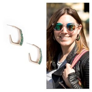 JewelMint Jewelry - Emerald Crystal Gold Plated Hook Earrings JewelMint Jewelry - Emerald Crystal Gold Plated Hook Earrings