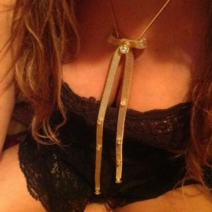 Gold Rhinestone Tie Necklace Gold Rhinestone Tie Necklace
