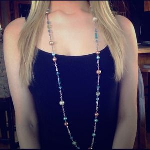 Pearl and aqua stone necklace Pearl and aqua stone necklace
