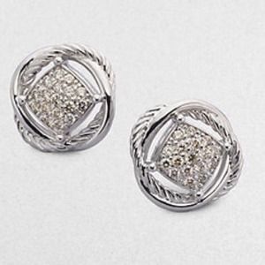 David Yurman Pave Diamond Sterling Silver Earrings David Yurman Pave Diamond Sterling Silver Earrings