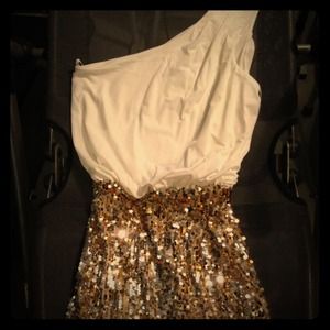 reducedWhite a gold sequin dress reducedWhite a gold sequin dress