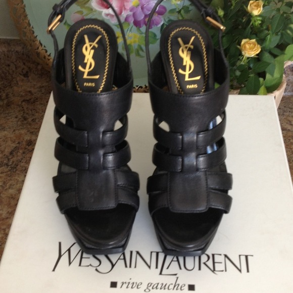 Yves Saint Laurent Shoes - Reduced! NWT YSL Black leather and Eel sandals 2 Yves Saint Laurent Shoes - Reduced! NWT YSL Black leather and Eel sandals 2