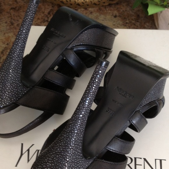 Yves Saint Laurent Shoes - Reduced! NWT YSL Black leather and Eel sandals 3 Yves Saint Laurent Shoes - Reduced! NWT YSL Black leather and Eel sandals 3