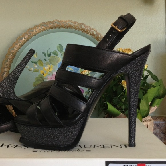 Yves Saint Laurent Shoes - Reduced! NWT YSL Black leather and Eel sandals 4 Yves Saint Laurent Shoes - Reduced! NWT YSL Black leather and Eel sandals 4