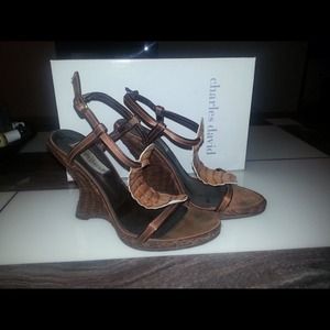 Charles David Brown Satin Wedge Charles David Brown Satin Wedge