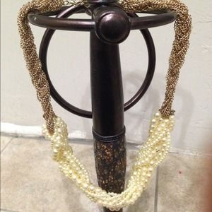 Pearl chain and gold chain necklace Pearl chain and gold chain necklace