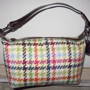 COACH Tattersall Hampton Wool Tweed Handbag Purse COACH Tattersall Hampton Wool Tweed Handbag Purse