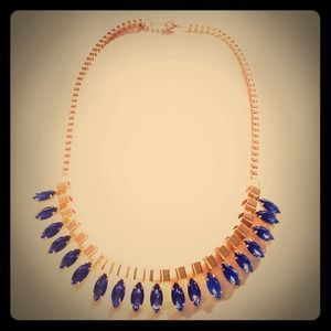Gold and Cobalt Blue Jeweled Necklace Gold and Cobalt Blue Jeweled Necklace