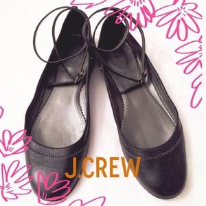 Black J.CREW Ankle Strap Flats Black J.CREW Ankle Strap Flats