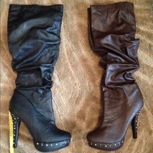 Black/ brown bundle boots with steel accents Black/ brown bundle boots with steel accents