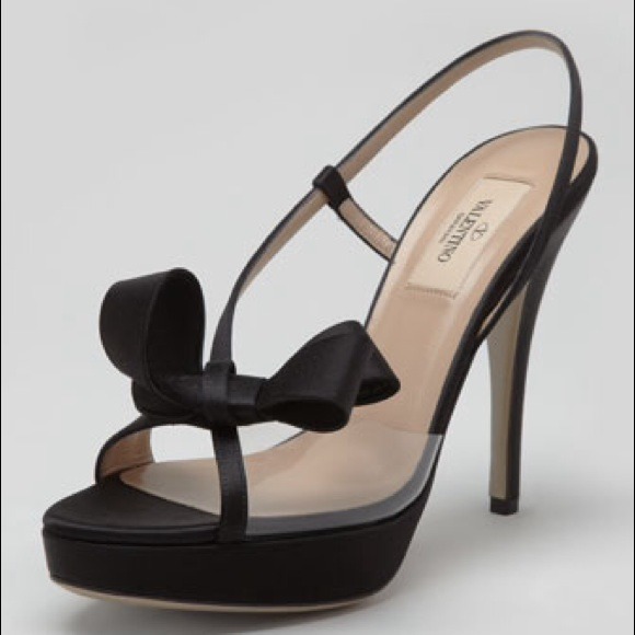 Valentino Shoes - Valentino PVC & Black Satin Bow Sandal 10 NWTB Valentino Shoes - Valentino PVC & Black Satin Bow Sandal 10 NWTB