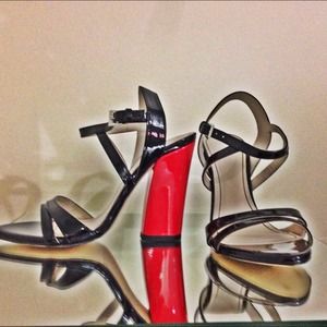 Zara black strappy shoe with red heels Zara black strappy shoe with red heels