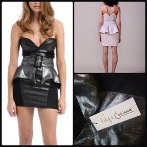 FOLEY & CORINNA Strapless Linen w/ Peplum Belt FOLEY & CORINNA Strapless Linen w/ Peplum Belt