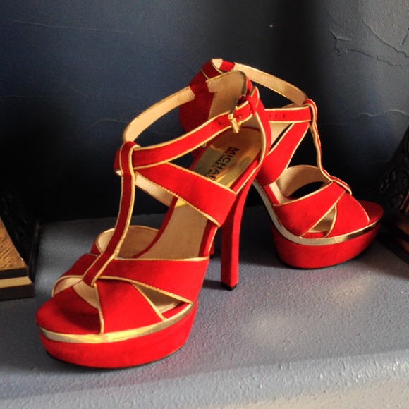 Michael Kors Shoes - 💕reduced💕Michael Kors Red/Gold Sandals Michael Kors Shoes - 💕reduced💕Michael Kors Red/Gold Sandals